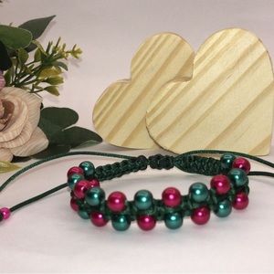 Macrame Double Bracelet featuring an array of different pearl colors - NEW